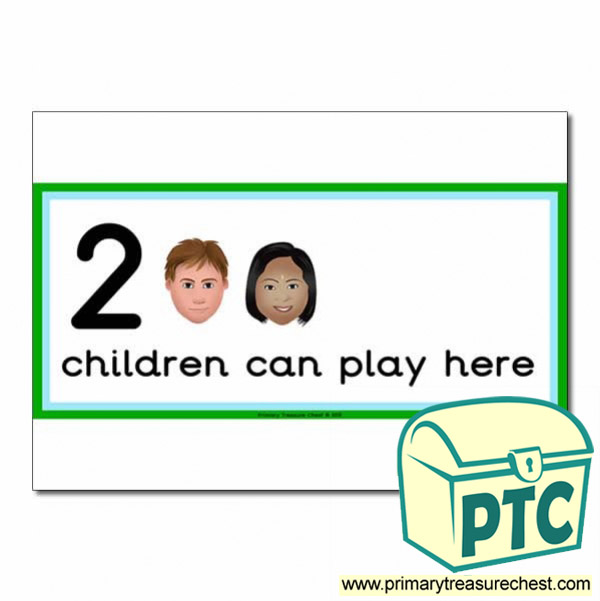 Outside Area Sign - Images of Faces - 2 children can play here - Classroom Organisation Poster