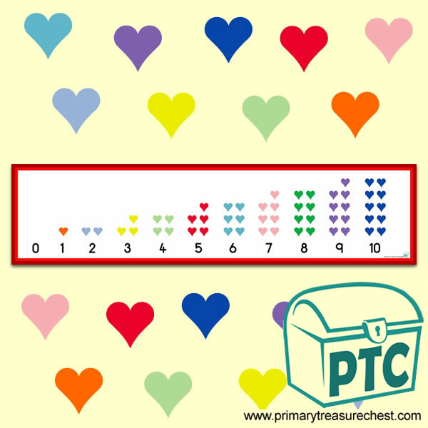 Coloured Hearts Number Shapes Display Banner