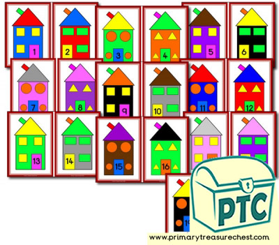 Numbered Houses Number Line 1 to 20