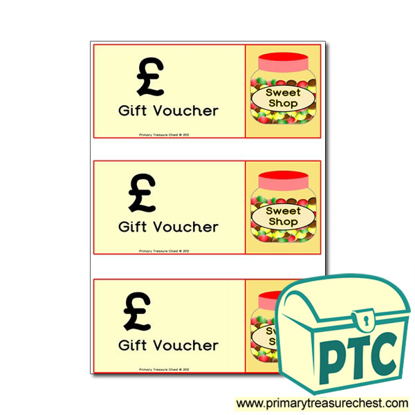 Sweet Shop Role Play Blank Shopping Vouchers 