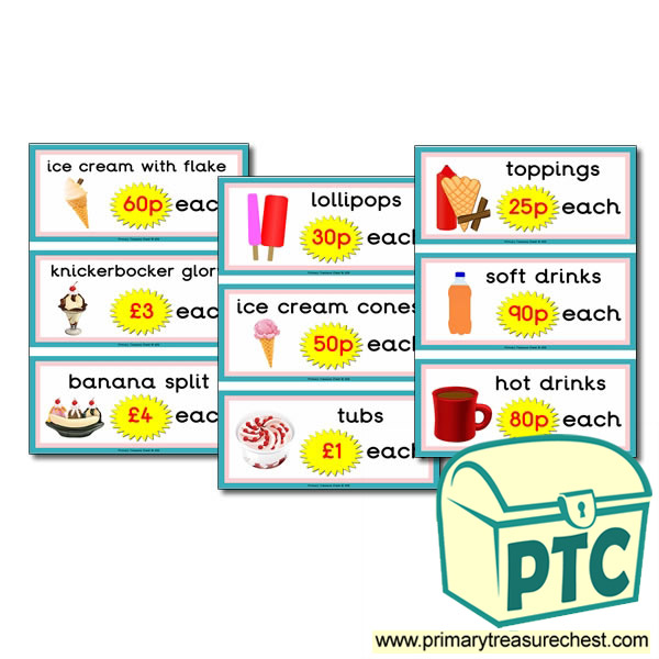 Role Play Ice Cream Parlour Prices 21p-£99