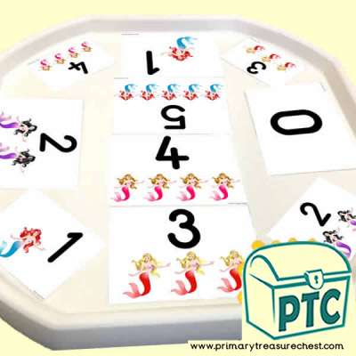 Mermaid  Themed Number Tuff Tray Cards