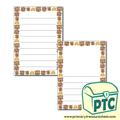 A4 Sheet Wide Lined Themed Border- Goldilocks and The Three Bears