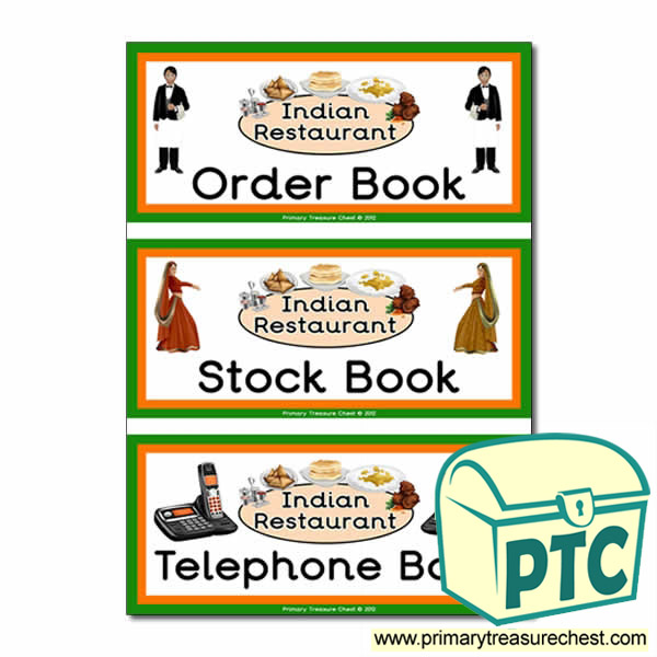 Indian Restaurant Role Play Book Covers / Labels