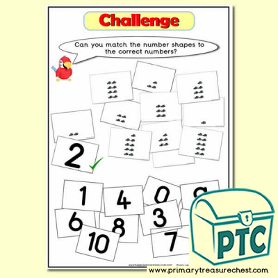 Numbers Shapes to Pictures Challenge Card Taxi Themed