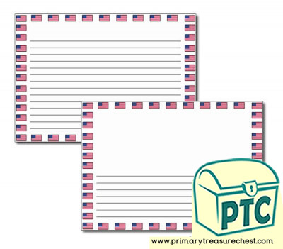 American Flag Landscape Page Border/Writing Frame (narrow lines)