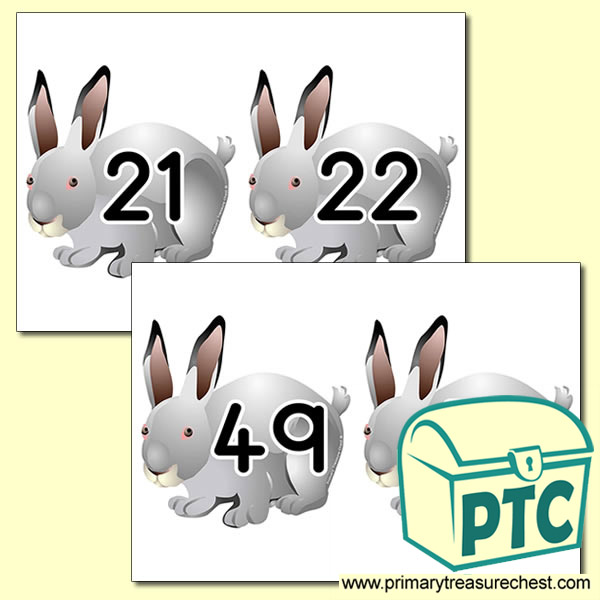 Rabbit Themed Number Line 21 to 50