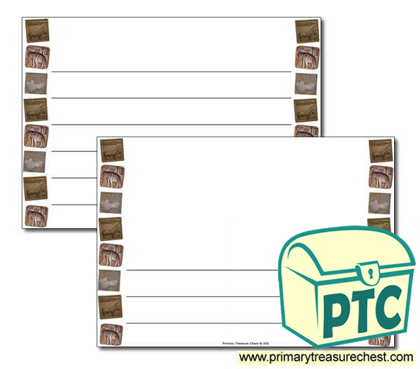 Indus Valley Seals Themed Landscape Page Border/Writing Frame (wide lines)