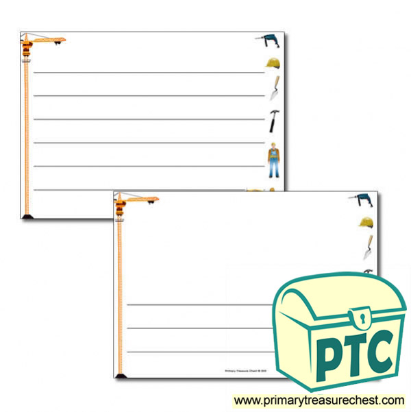 Construction Site Themed Landscape Page Border/Writing Frame (wide lines)
