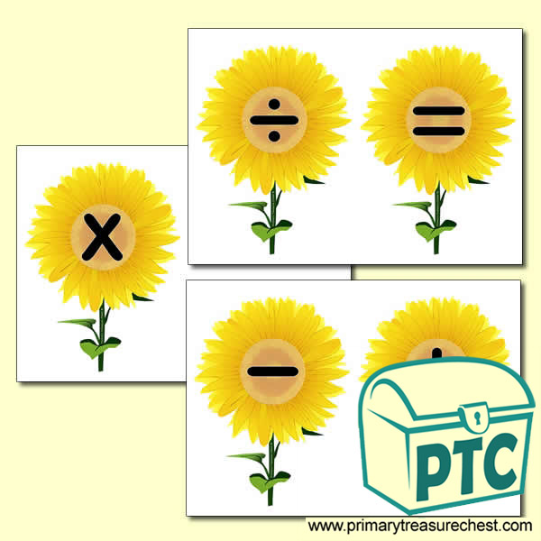 Sunflower Number Line Maths Symbols