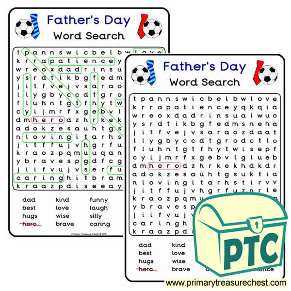 A4 Father's Day Word Search