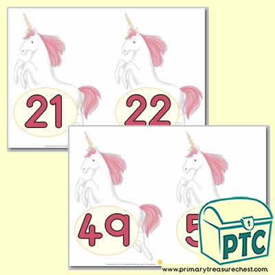 Unicorn Number Line 21-50 (no border) - Serenity the Sweet Dreams Resources