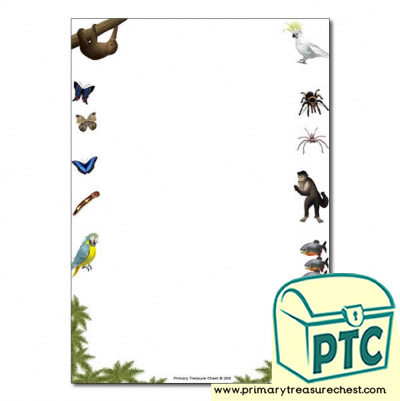 Rainforest II themed Page Border/ Writing Frames (no lines)