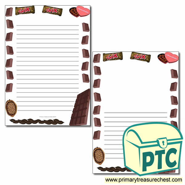 Chocolate Themed Page Borders/Writing Frames (narrow lines)