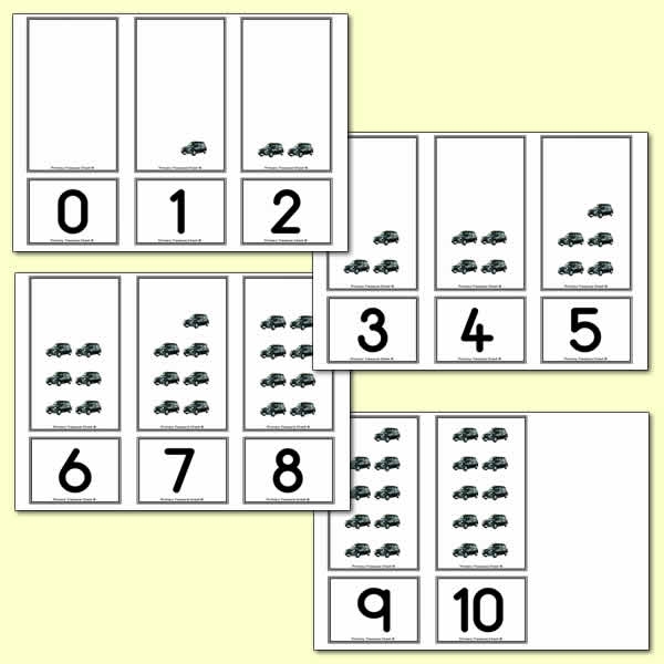 Taxi  Number Shapes Matching Cards 0 to 10