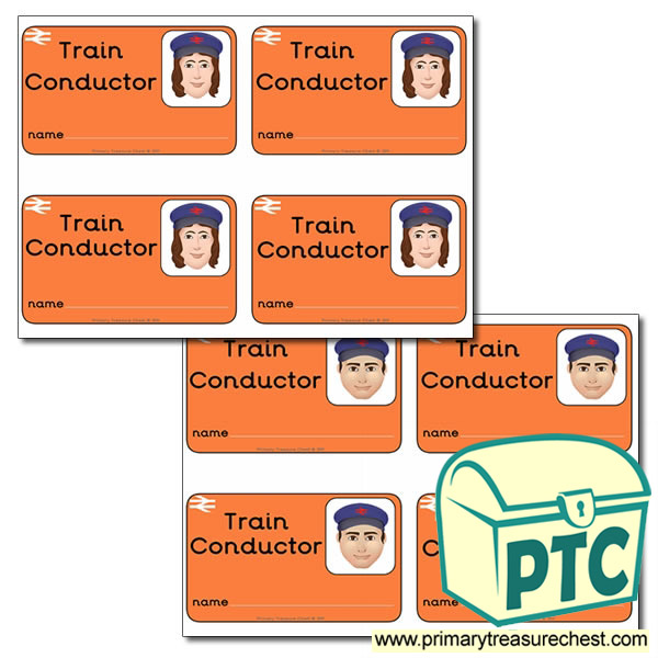 Role Play Train Conductor ID Badges