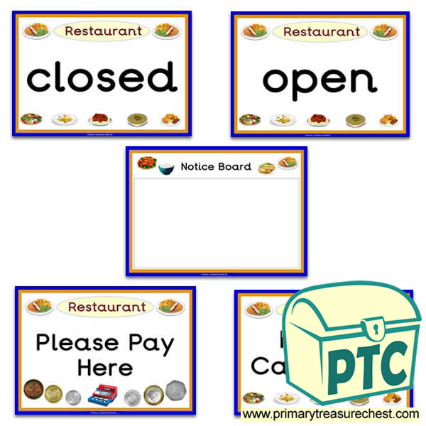 Restaurant Role Play Signs