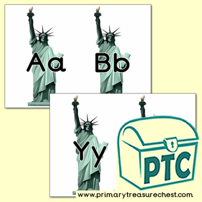 Statue of Liberty Themed Alphabet Cards (upper and lower case)