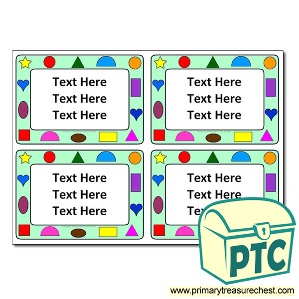 Shape Themed Pupil / Work Book Labels