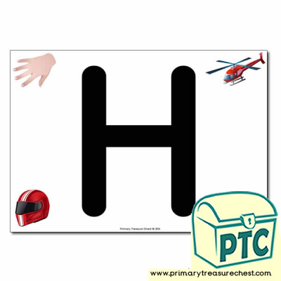 'H' Uppercase Letter A4 poster with high quality realistic images