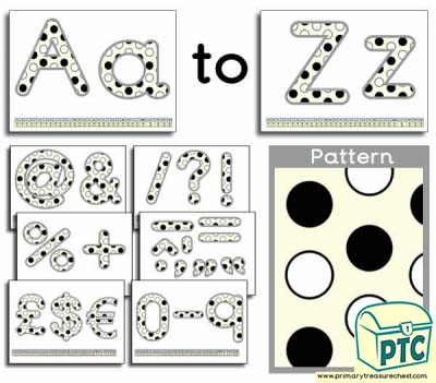 Black and white polka dot Display Lettering