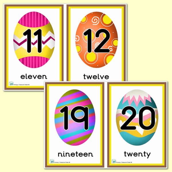 Easter Egg Themed Number Line 11 to 20