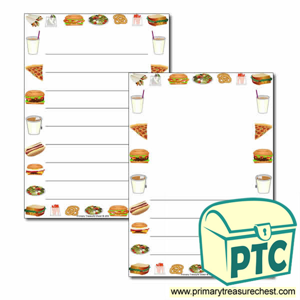 Fast Food Takeaway Themed Page Border/Writing Frame (wide lines)