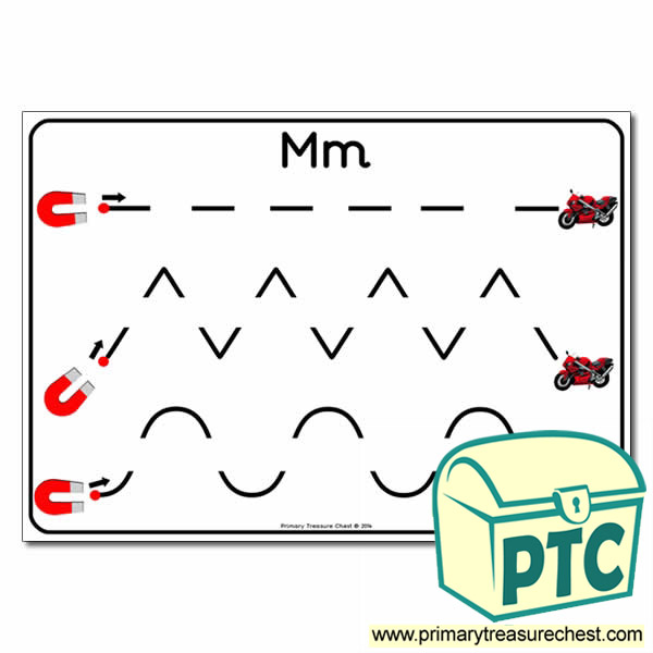 'Mm' Themed Pre-Writing Patterns Activity Sheet