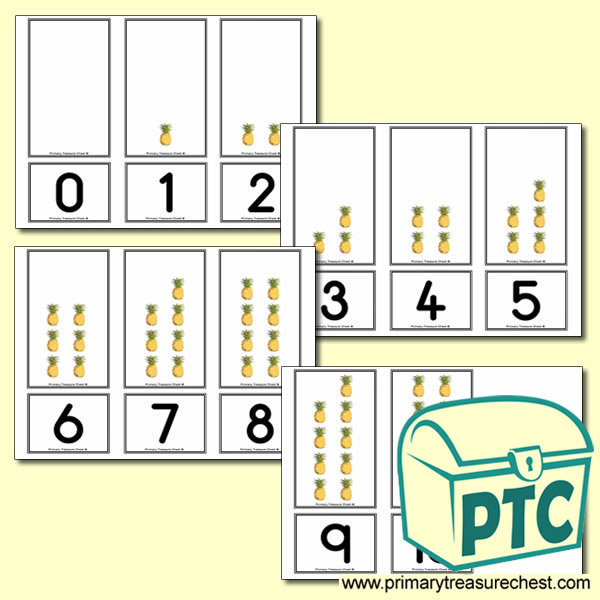 Pineapple Number Shapes Matching Cards 0 to 10