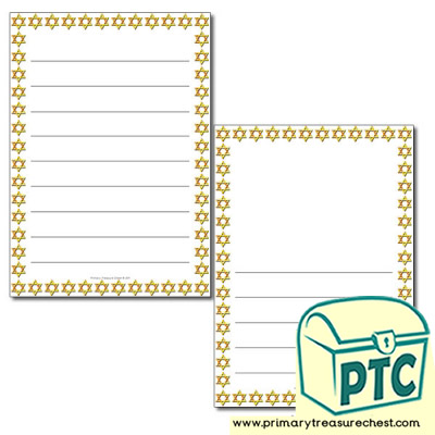 Star of David Themed Page Border / Writing Frame (wide lines)