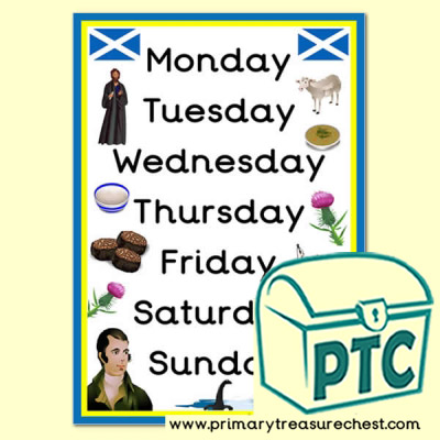 Scottish themed Days of the Week poster