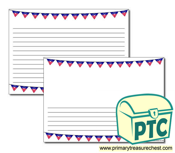 Juneteenth Bunting Landscape Page Border/Writing Frame (narrow lines)