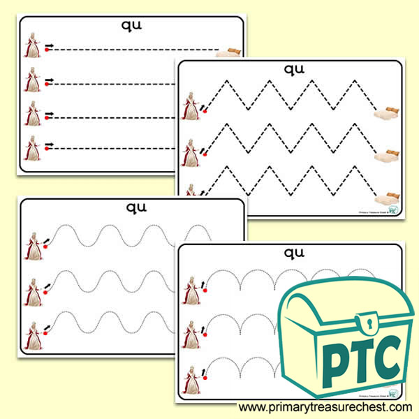 'Qq' Themed Pre-Writing Patterns Activity Sheets