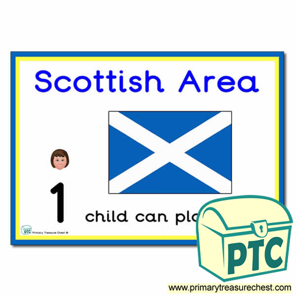 Scottish Area Sign - Number Pattern Images Provided  '1 child can play here' - Classroom Organisation Poster
