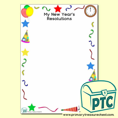 'My New Year’s Resolutions' Writing Frame with Images (No Lines)