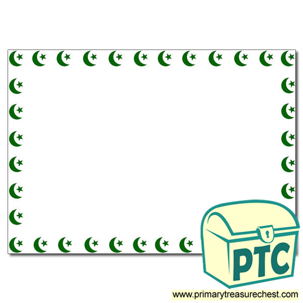 Islam Star and crescent symbol Landscape Page Border/Writing Frame (no lines)
