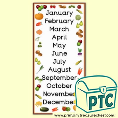 Fruit & Vegetable Months of the Year Poster