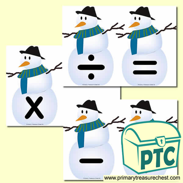 Snowman Number Line Maths Symbols