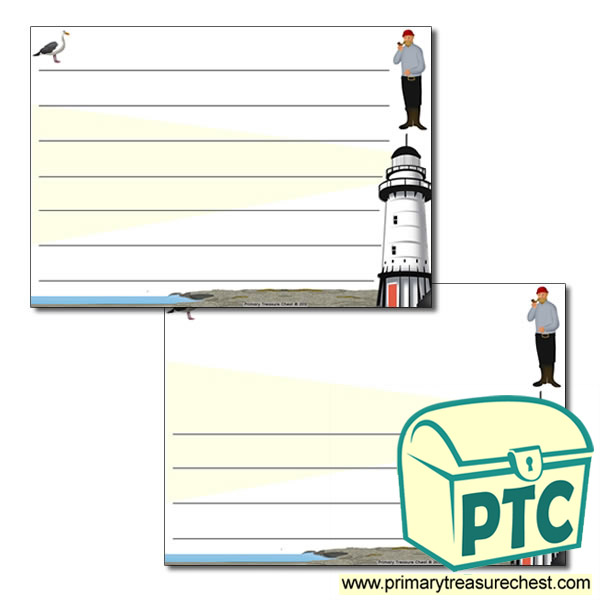 Lighthouse Themed Landscape Page Border/Writing Frame (wide lines)