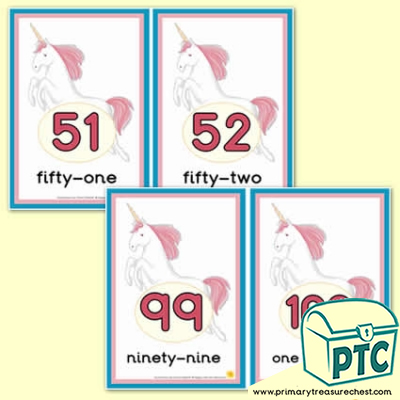 Unicorn Number Line 51-100 (with border)