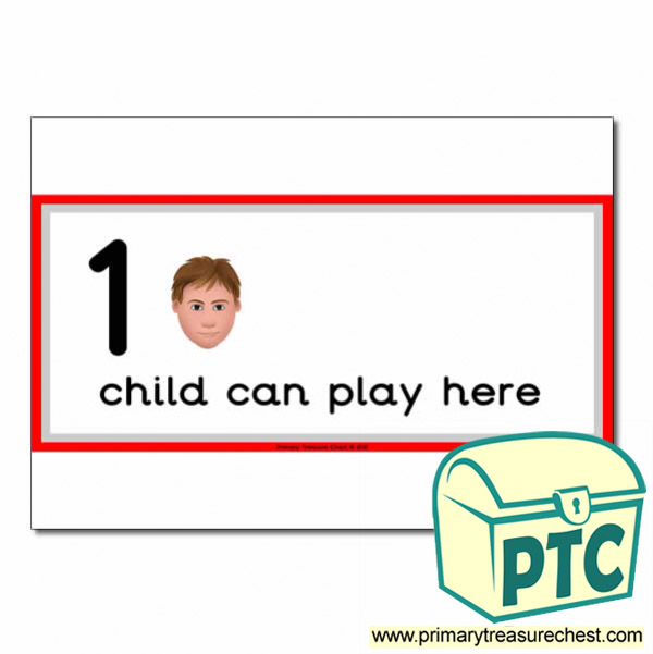 Construction Area Sign - Images of Faces - 1 child can play here - Classroom Organisation Poster