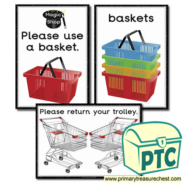 Magic Shop Shopping Basket Signs