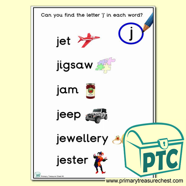 Find the Letter 'j' Activity Sheet