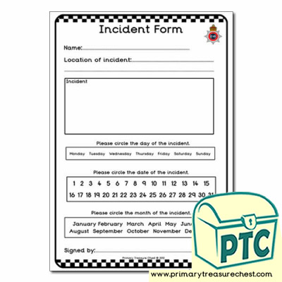 Police Station Role Play  Incident Form Worksheet