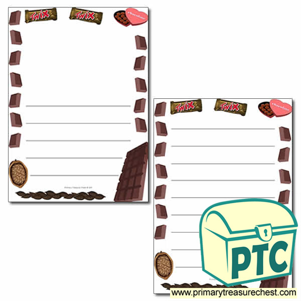 Chocolate Themed Page Borders/Writing Frames (wide lines)