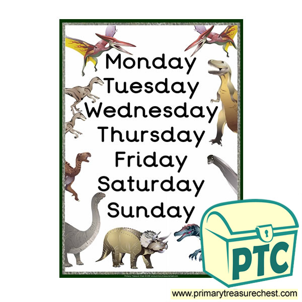 Days of the Week Dinosaur Poster