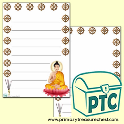 Buddhism Page Border/Writing Frame (wide lines)