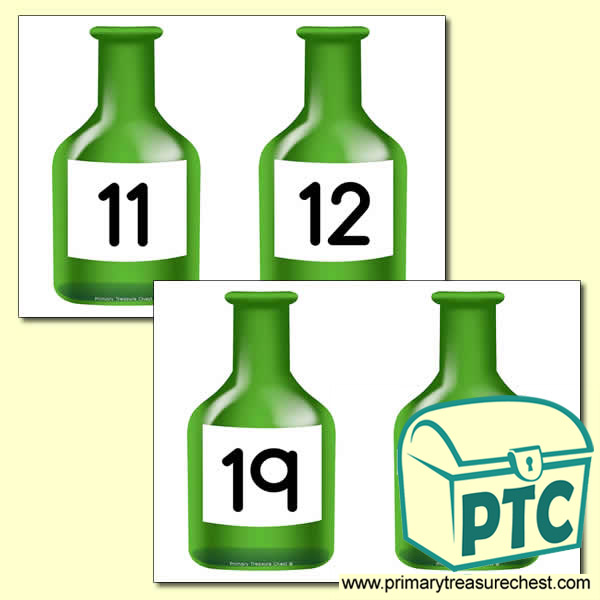 Green Bottle Themed Number Line 11 to 20