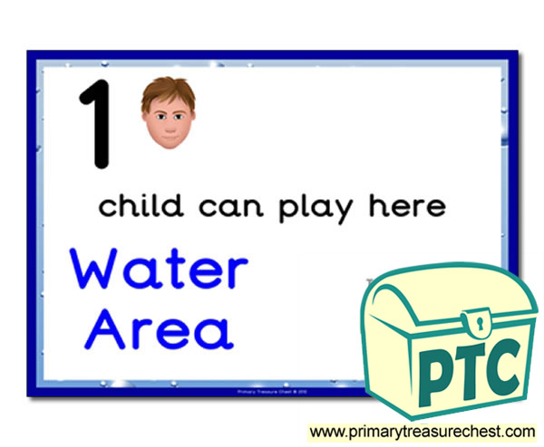 Water Area Sign - Add Your Own Image - 1 child can play here - Classroom Organisation Poster