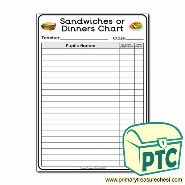School Dinners / Packed Lunch Worksheet